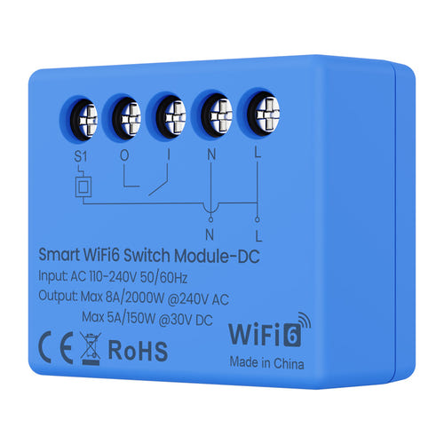 AVATTO WSM20DC - Module relais connecté Wi-Fi 6 à contact sec : libre potentiel