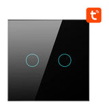 AVATTO ZTS02-EU-B2 - Interrupteur tactile connecté ZigBee 2 voies, noir : double touche noir tactile