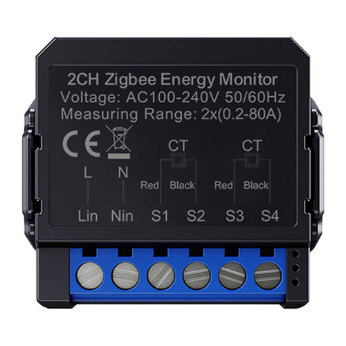 AVATTO ZWPM16-2 - Compteur d'énergie connecté ZigBee bidirectionnel 80 A : capteur CT à clipser