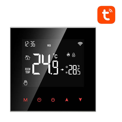 AVATTO ZWT100-BH-3A - Thermostat connecté ZigBee pour chaudière et ballon d'eau chaude : commande tactile façade