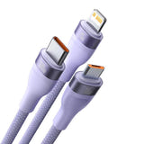 Baseus Flash Series 2 - Câble 3 en 1 USB-C, micro-USB et Lightning 100 W, 1,5 m, violet : charge 100 W ordinateur portable