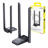 Baseus FastJoy - Adaptateur WiFi 6 USB 1800 Mbps double bande, antennes 5 dBi (noir) : installation poste bureau