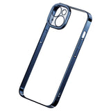 Baseus Glitter ARMC021403 - Coque transparente magnétique et verre trempé pour iPhone 14 Plus, bleu : bords bleus renforcés