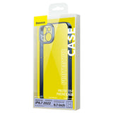 Baseus Glitter ARMC021403 - Coque transparente magnétique et verre trempé pour iPhone 14 Plus, bleu : dos translucide iPhone