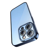 Baseus Glitter Magnetic ARMC021303 - Coque transparente et verre trempé pour iPhone 14 Pro, bleu : cadre métal bloc photo