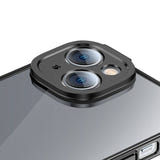 Baseus Glitter ARMC021001 - Coque transparente magnétique et verre trempé pour iPhone 14 Plus, noir : profil fin en main