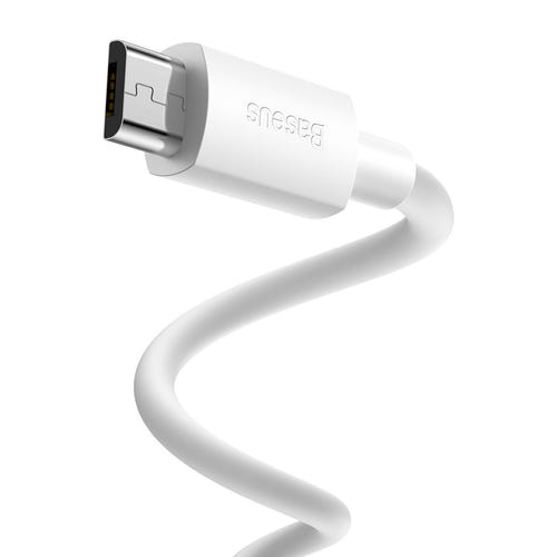 Baseus Simple Wisdom - Kit de 2 câbles USB vers micro-USB 2,1 A, 1,5 m, blanc : connecteur micro USB