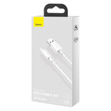 Baseus Simple Wisdom - Kit de 2 câbles USB vers micro-USB 2,1 A, 1,5 m, blanc : transfert fichiers USB