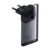 Baseus GaN5 - chargeur secteur 65 W, 1 port USB-C et 1 port USB-A, adaptateurs EU et UK : fiche repliable du chargeur