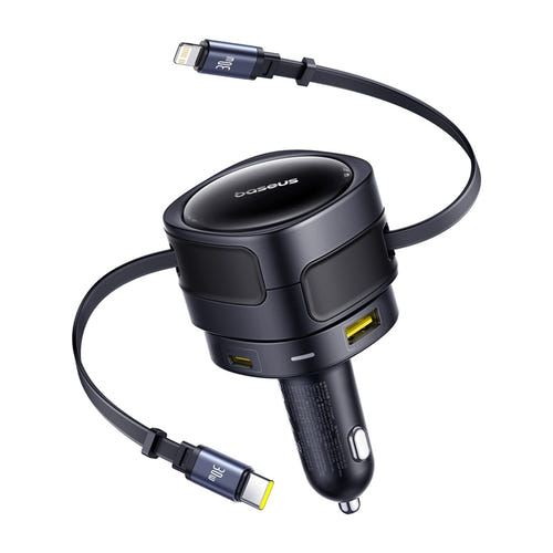 Baseus Enjoyment Max - Chargeur voiture 90 W, 2 câbles intégrés et 2 ports (noir) - visuel 1