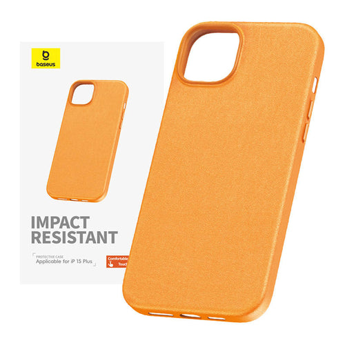 Baseus Fauxther Series - Coque cuir PU pour iPhone 15 Plus (orange)