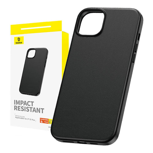 Baseus Fauxther Series - Coque cuir PU pour iPhone 15 Plus (noire)