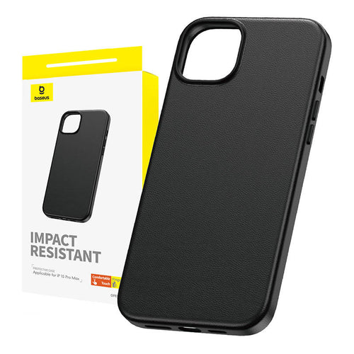 Baseus Fauxther Series - Coque cuir PU pour iPhone 15 Pro Max (noire)