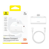 Baseus Compact - Batterie externe 5000 mAh 20 W à connecteur USB-C intégré, blanche - visuel 8