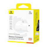 Baseus Compact - Batterie externe 5000 mAh 20 W à connecteur USB-C intégré, blanche - visuel 6