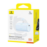 Baseus OS Compact IP - Batterie externe 5000 mAh 20 W à connecteur Lightning intégré, bleue : coloris bleu franc