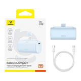 Baseus OS Compact IP - Batterie externe 5000 mAh 20 W à connecteur Lightning intégré, bleue : énergie week end festival