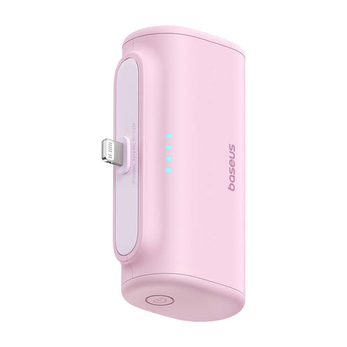 Baseus OS Compact IP - Batterie externe 5000 mAh 20 W à connecteur Lightning intégré, rose : format sac à main