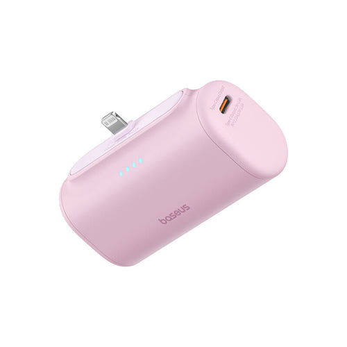 Baseus OS Compact IP - Batterie externe 5000 mAh 20 W à connecteur Lightning intégré, rose : sans câble