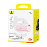 Baseus OS Compact IP - Batterie externe 5000 mAh 20 W à connecteur Lightning intégré, rose : USB-C écouteurs montre