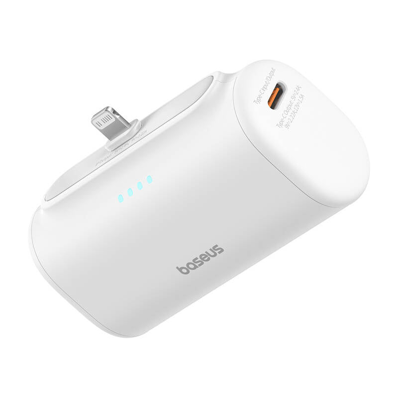 Baseus OS Compact IP - Batterie externe 5000 mAh 20 W à connecteur Lightning intégré, blanche - visuel 1