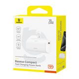 Baseus OS Compact IP - Batterie externe 5000 mAh 20 W à connecteur Lightning intégré, blanche : boîtier blanc 5 000 mAh