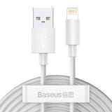 Baseus Simple Wisdom - Kit 2 câbles USB vers Lightning 2,4 A 1,5 m (blanc) (vue 1)