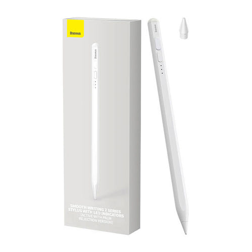 Baseus Smooth Writing SXBC060402 - Stylet actif pour iPad avec indicateurs LED et charge USB-C, blanc