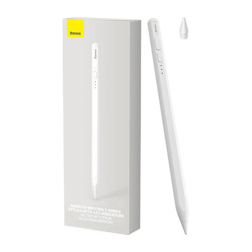 Baseus Smooth Writing SXBC060402 - Stylet actif pour iPad avec indicateurs LED et charge USB-C, blanc