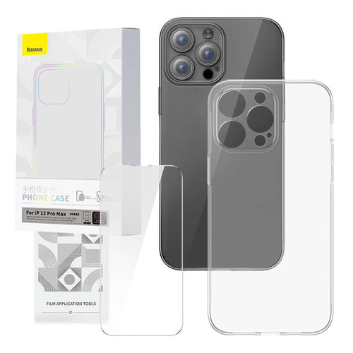 Baseus Corning - Coque transparente et verre trempé 9H pour iPhone 12 Pro Max : set coque verre iPhone 12 Pro max