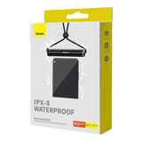 Baseus AquaGlide - Housse étanche IPX8 à verrou cylindrique pour smartphone (noire) : cordon coton tour de cou