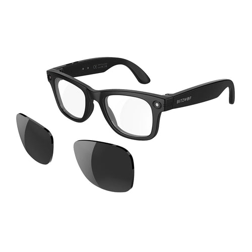 BlitzWolf BW-AG1 Pro - Lunettes connectées à IA, caméra 4K, verres solaires interchangeables (vue 1)
