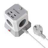 BlitzWolf BW-EC1 - Bloc multiprise cube 8 en 1, 4 prises et 4 ports USB, câble 1,8 m : secteur ports USB