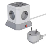 BlitzWolf BW-EC1 - Bloc multiprise cube 8 en 1, 4 prises et 4 ports USB, câble 1,8 m