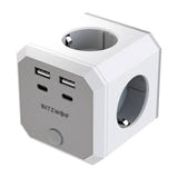 BlitzWolf BW-EC2 - Cube multiprise 8 en 1, 4 prises et 4 ports USB, prise EU