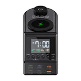 BlitzWolf BW-FW10 - Réveil chargeur 240 W avec charge sans fil, noir : afficheur LED alarme