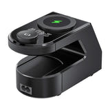 BlitzWolf BW-FW10 - Réveil chargeur 240 W avec charge sans fil, noir : ports USB-C USB-A