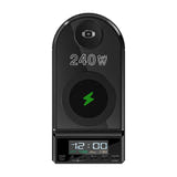 BlitzWolf BW-FW10 - Réveil chargeur 240 W avec charge sans fil, noir : vue détail table de nuit