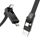 BlitzWolf BW-HDC7 - Câble 4 en 1 USB-C et Lightning 240 W, 1,2 m (noir) : enroule 1,2 m