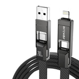 BlitzWolf BW-HDC7 - Câble 4 en 1 USB-C et Lightning 240 W, 1,2 m (noir) : connecteurs USB-C et Lightning
