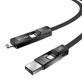 BlitzWolf BW-HDC7 - Câble 4 en 1 USB-C et Lightning 240 W, 1,2 m (noir) : embouts du câble hdc7