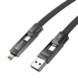 BlitzWolf BW-HDC7 - Câble 4 en 1 USB-C et Lightning 240 W, 1,2 m (noir) : gaine tressée nylon