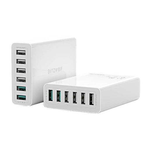 BlitzWolf BW-S15 - Chargeur secteur 6 ports USB 60 W, charge rapide, blanc (vue 1)