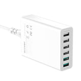 BlitzWolf BW-S15 - Chargeur secteur 6 ports USB 60 W, charge rapide, blanc : format compact bureau