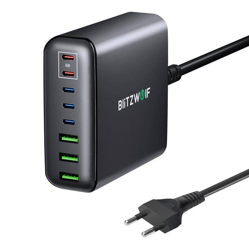 BlitzWolf BW-S26 - Chargeur secteur GaN 250 W, 8 ports, noir
