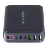 BlitzWolf BW-S26 - Chargeur secteur GaN 250 W, 8 ports, noir : huit ports