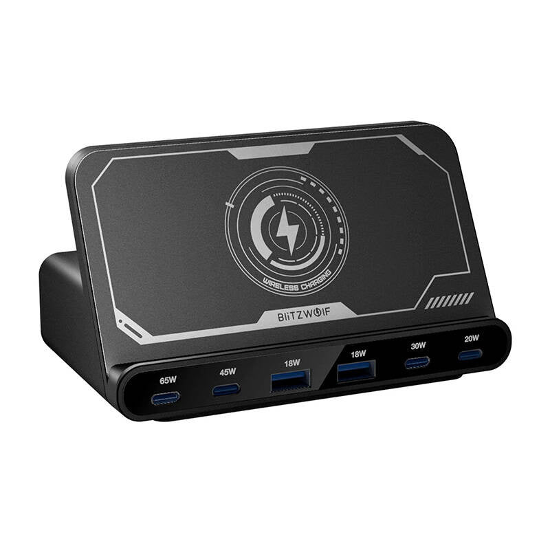 BlitzWolf BW-S27 - Chargeur 160 W 6 ports avec support de charge sans fil, noir - visuel 1