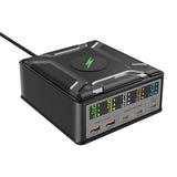 BlitzWolf BW-S28 - Chargeur GaN 260 W avec écran et charge sans fil, noir : ports détail