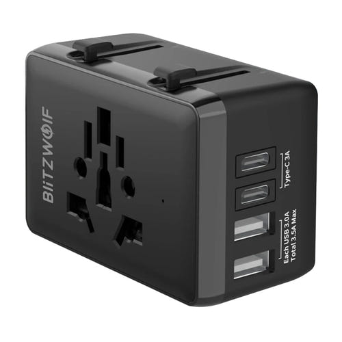 BlitzWolf BW-TA1 - Adaptateur de voyage universel 4 en 1, USB-C PD 20 W