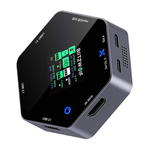 BlitzWolf BW-TH16 - Station d'accueil USB-C 8 en 1, écran LCD et ventilateur (vue 1)
